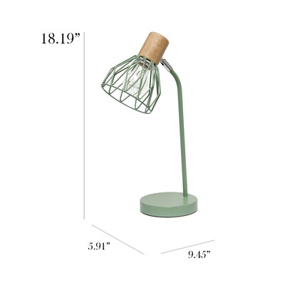 Simple Designs Farmhouse Fusion LED Desk Lamp, 18.19", Green Iron (LD2022-GRN)
