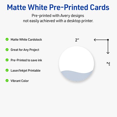Avery Colorful Design Matte Blank Card, White, 120/Pack (S00-EV2)