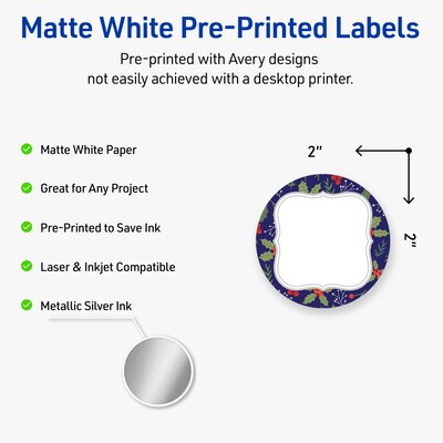 Avery Circle Multipurpose Labels, 2 Dia., White, 120/Pack (19479370627)
