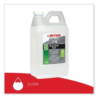 Betco Green Earth Bioactive Solutions PUSH Drain Cleaner, New Green Scent, 2 L Bottle, 4/Carton (BET1334700)