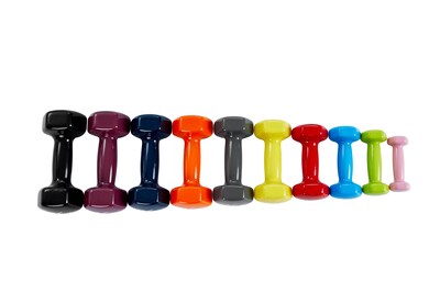 Viva Comfort Rehabilitation & Fitness Vinyl Dumbbell Set, 1–10 lb, Multicolored, 10/Pack (ADIME920-110)