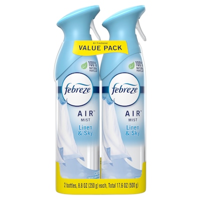 Febreze Odor-Fighting Air Freshener Spray, Linen & Sky Scent, 8.8 oz., 2/Pack (97799)