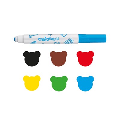 CARIOCA Baby Washable Kids Markers, Rounded Nib, Assorted Colors, 6/Pack, 3/Bundle (CRA42813-3)