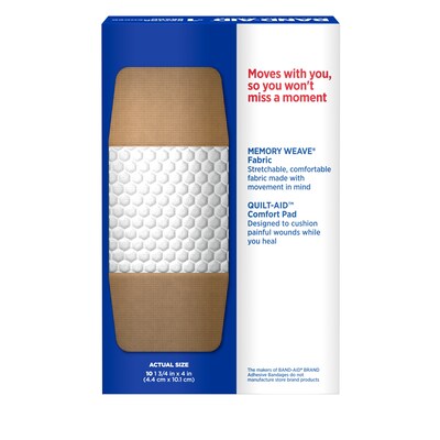 Band-Aid Flexible Fabric Extra Large Adhesive Bandages, 1.75" x 4", 10/Box (111834100)