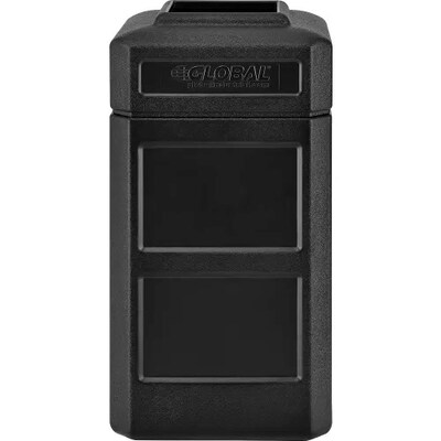 Global Industrial Square Plastic Waste Receptacle w/ Flat Lid, 42 Gallon, Black (641413BK)