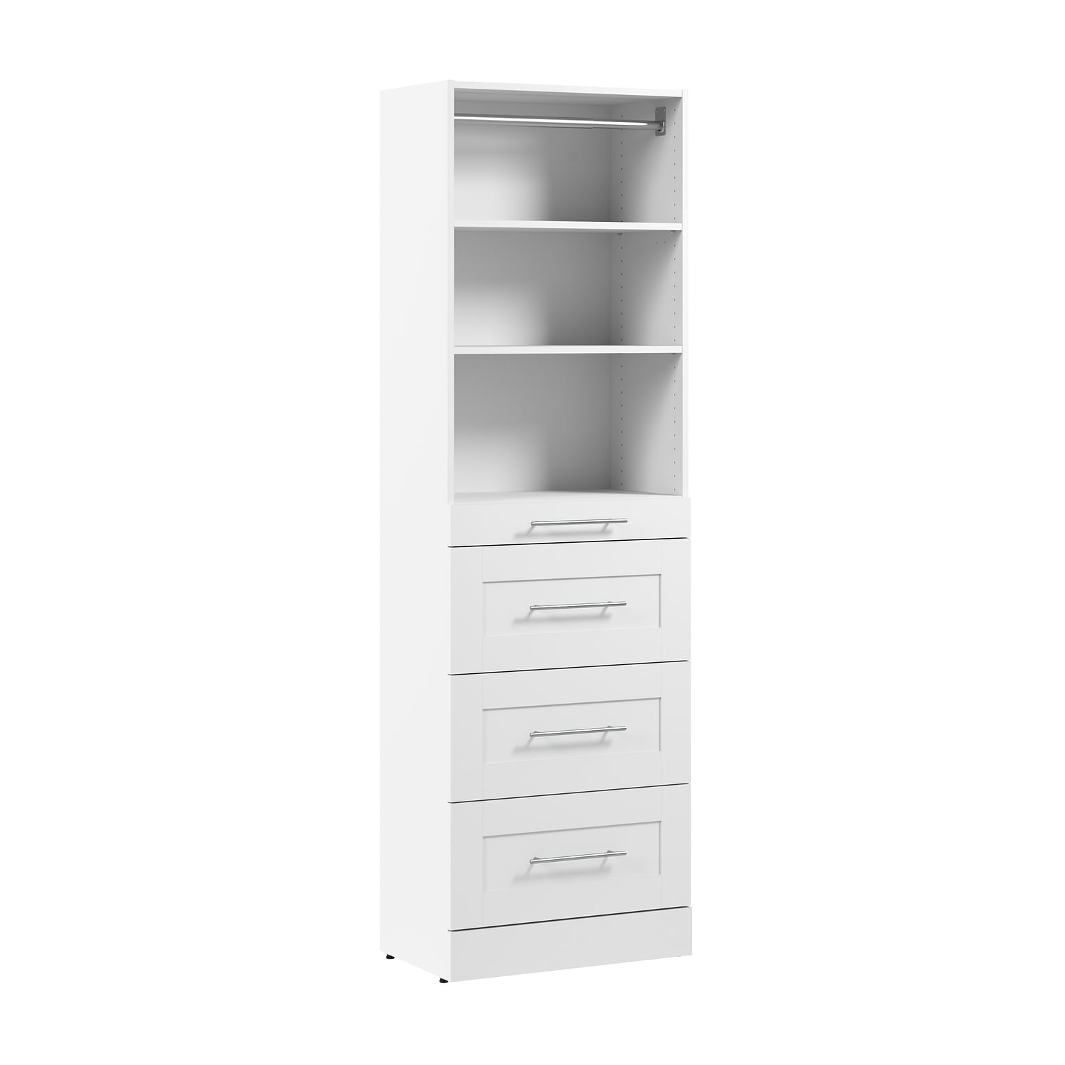 Bestar Florence Closet System, 5 Shelves, 4 Drawers, 25W x 16D, White (127601-000017)