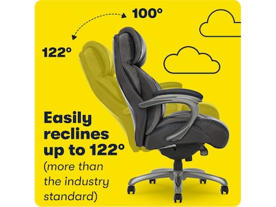 Serta Big & Tall Ergonomic Bonded Leather Swivel Executive Chair, Black (44954)