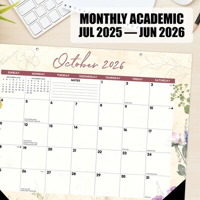 2026-2027 Willow Creek 22" x 17" Academic Monthly Desk Pad Calendar, Botanical Garden (66003)