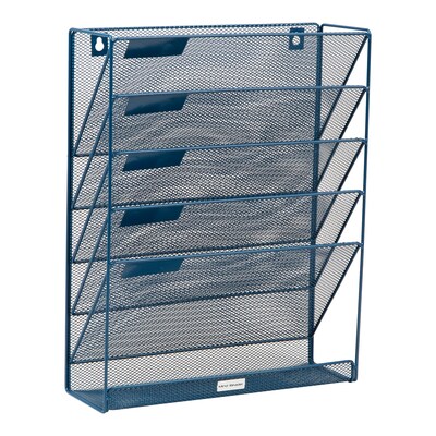 Mind Reader 5-Pocket Metal Mesh Mountable Wall File, Letter Size, Turquoise (MAGSTACK-TUR)