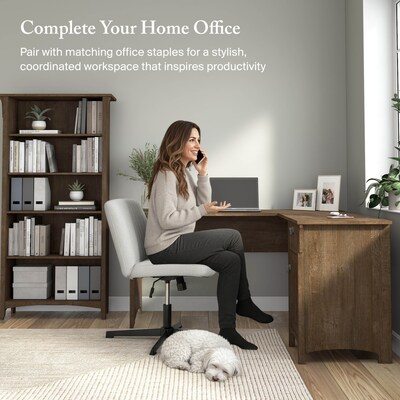 Bush Furniture Salinas 60"W L Shaped Desk with Storage, Ash Brown (SAD160ABR-03)