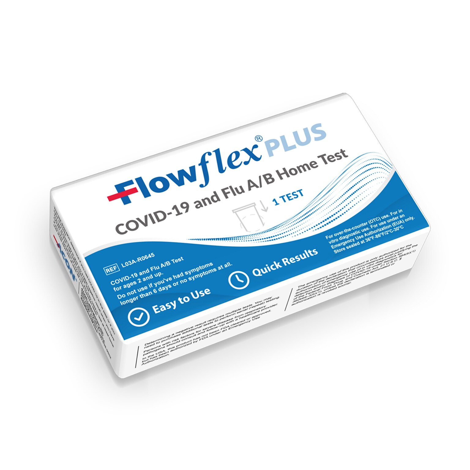 Flowflex Plus COVID-19 & Flu A/B 3-in-1 Antigen Rapid Test, 20/Pack (TBN203683)