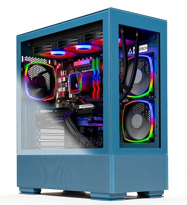 Skytech Azure 2 Gaming Desktop, Intel i5-12400F, 16GB RAM, 500GB SSD, Intel Arc A750 Graphics, Blue