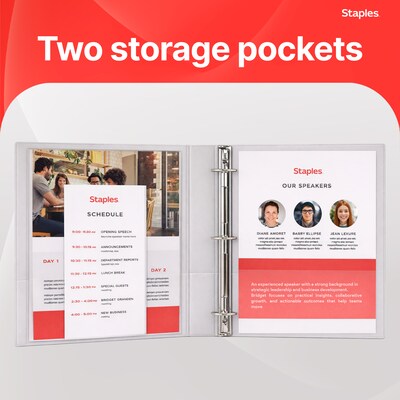 Staples 1" 3-Ring View Binders, White, 12/Pack (23735/21684)