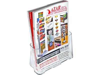 Azar Brochure Holder, 8.5 x 11, Vertical, Desktop/Wall, Clear Plastic, 2/Pack (252384)