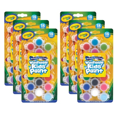 Crayola Washable Kids Paint Set & Paintbrush, Asorted Colors, 6 Sets/Bundle (BIN540125-6)