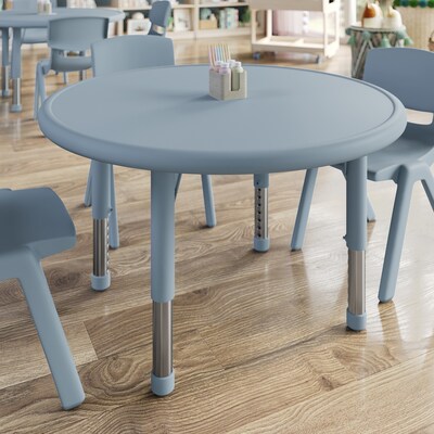 Flash Furniture Wren 33 Round Activity Table, Height Adjustable, Dusty Blue (YUYCX072RDTBDTB)