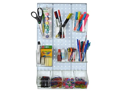 Azar 22 x 13.5 12-Piece Pegboard Wall Organizer Kit, Clear, Each (900942-CLR)