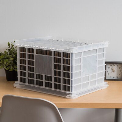 Iris File Storage Durable Plastic Crate, Letter/Legal Size, Clear (STP-54269)