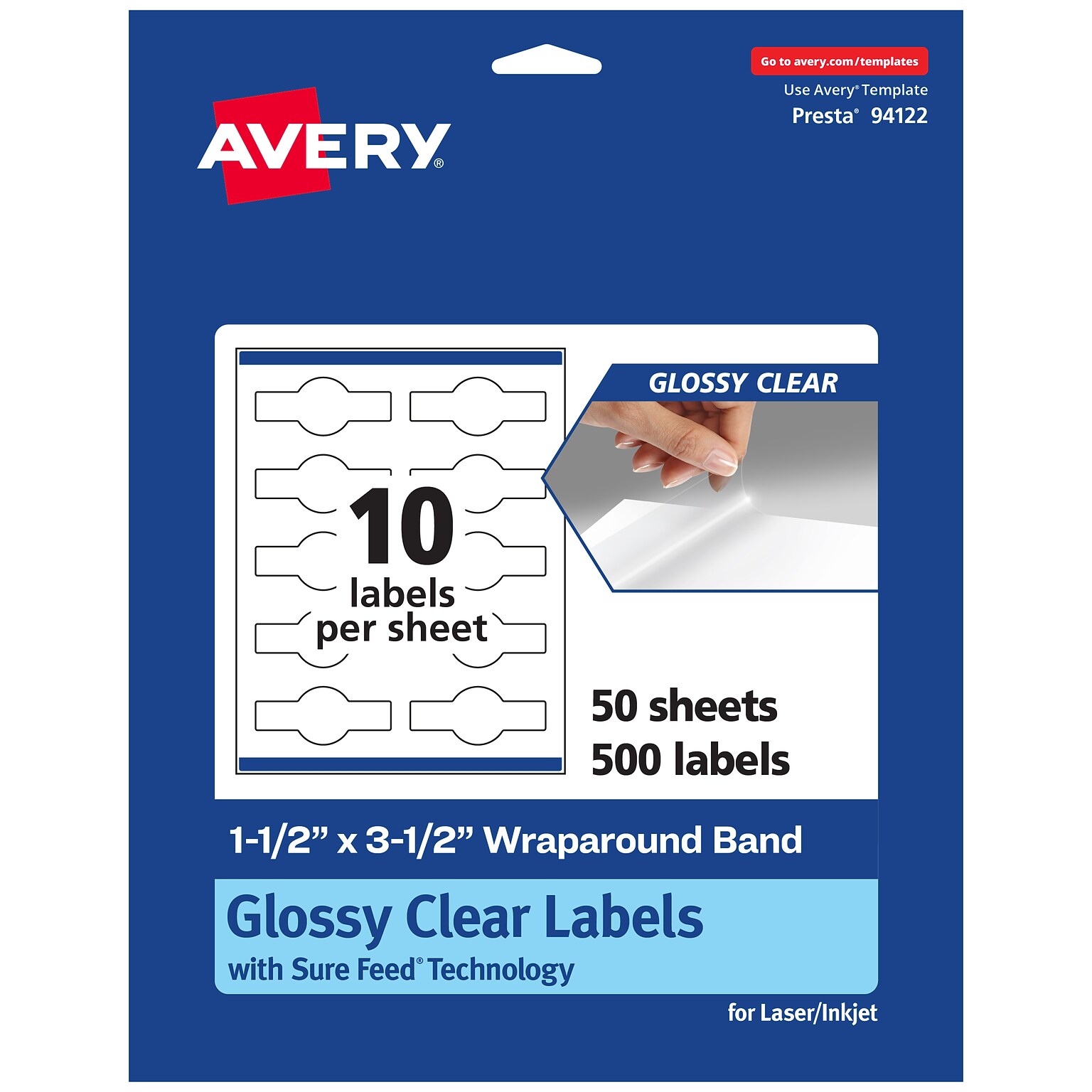 Avery Laser/Inkjet Multipurpose Labels, 3.5 x , Glossy Clear, 500/Box (94122)