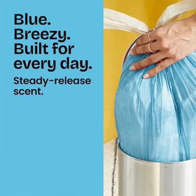 Glad 4 Gallon Drawstring Kitchen Trash Bag, Febreze Freshness Beachside Breeze Scent, Blue, 80 Total Bags (79155)