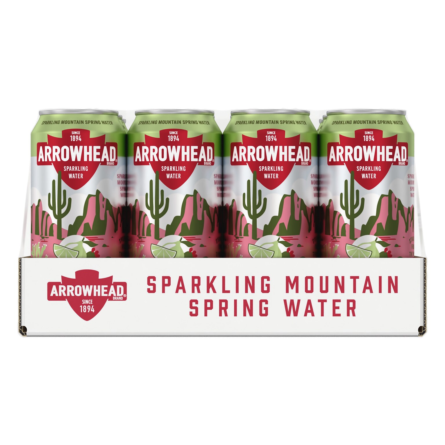 Arrowhead Lime Prickly Pear Flavored Sparkling Spring Water 12 oz., 24 Cans/Carton (19990630)