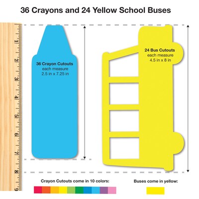 FreshCut Crafts Punch Out Paper Cutouts, Back to School Shapes, Handprints, Crayons & School Bus, 84 Pieces (FCC850054391216)