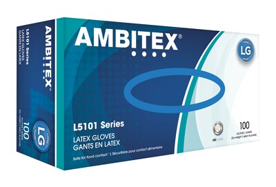 Ambitex® L5101 Series Latex Multipurpose Gloves, Powdered, Cream, Lg, 100/Box, 10 Boxes/CT (LLG5101)