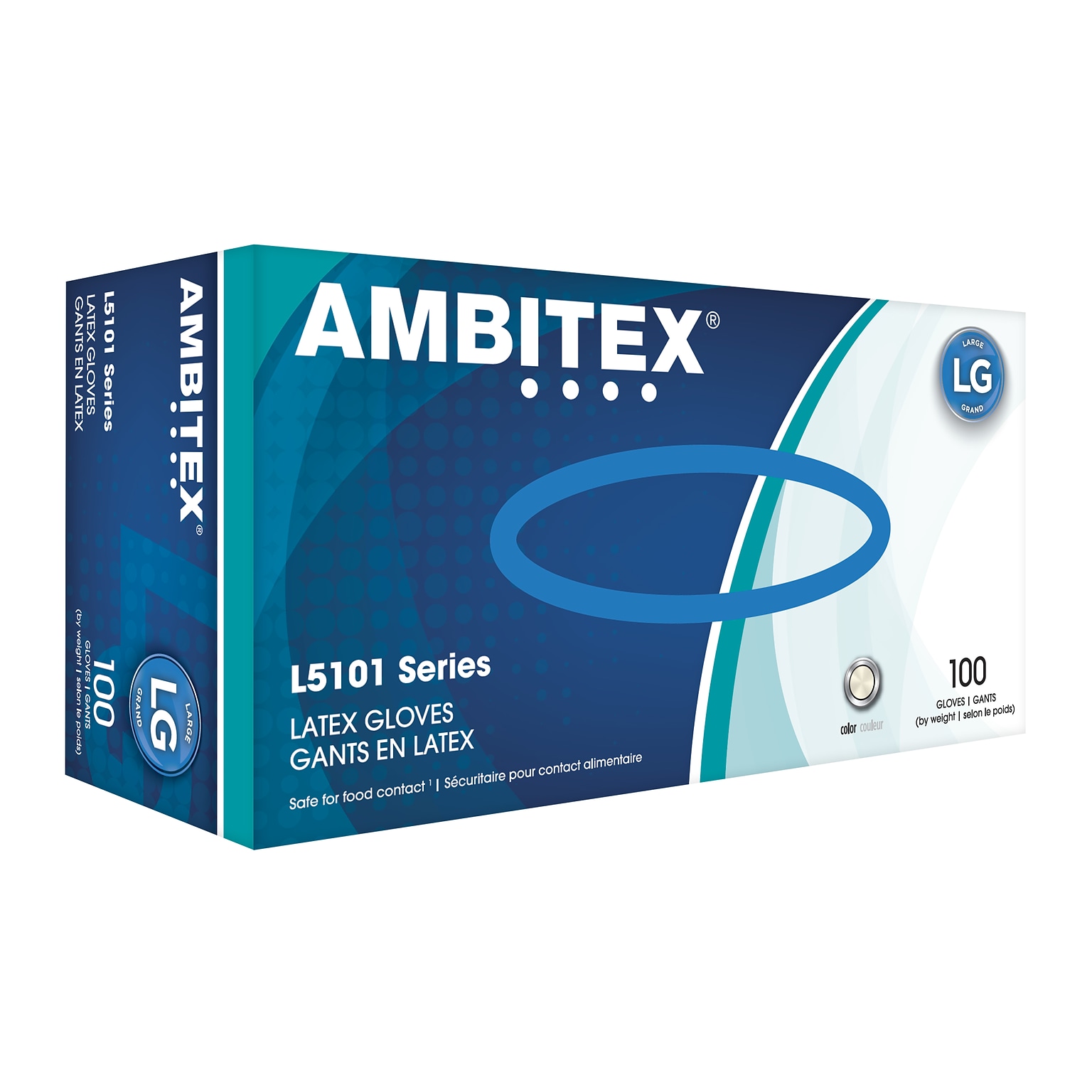 Ambitex L5101 Series Cream Latex Gloves, Large, 100/Box (LLG5101)