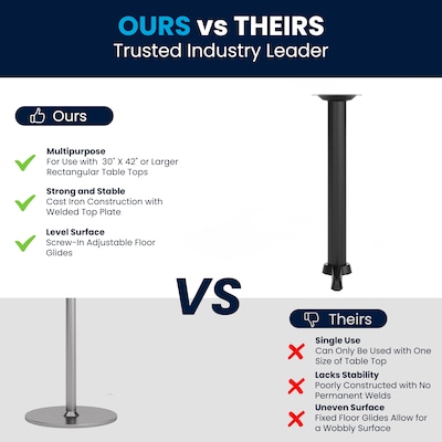 Flash Furniture Beverly 5'' x 22'' Restaurant Table T-Base with 3'' Dia. Table Height Column (ST23-8741-PF)