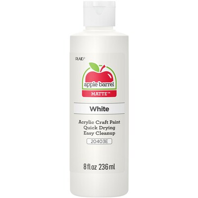Apple Barrel Acrylic Paint Matte, 8oz., White, 6/Pack (APP20403E-6)