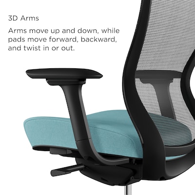 Union & Scale™ Workplace2.0™ Ayalon Mesh Back Fabric Task Chair, Black/Teal (UN59410)