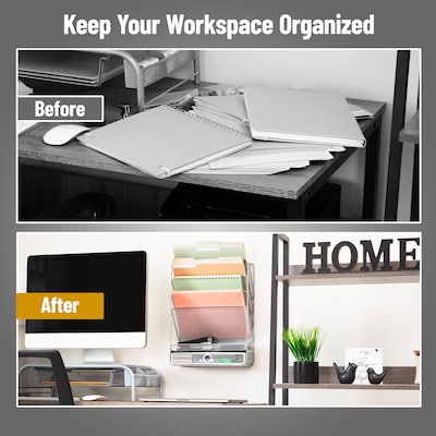 Mind Reader 7-Compartment Metal Desk Shelf, Silver (MAGROUND-SIL)