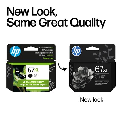 HP 67XL Black High Yield Ink Cartridge, Prints Up to 240 Pages (3YM57AN#140)