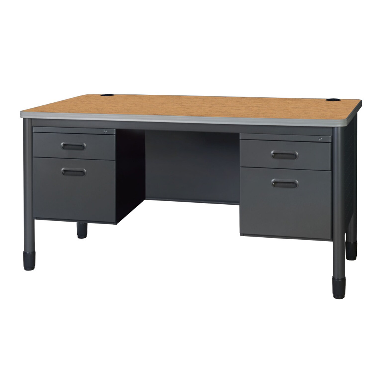 Regency Mesa Steel Double Pedestal Teachers Office Desk, 60 x 30, Medium Oak (66266DPMO)