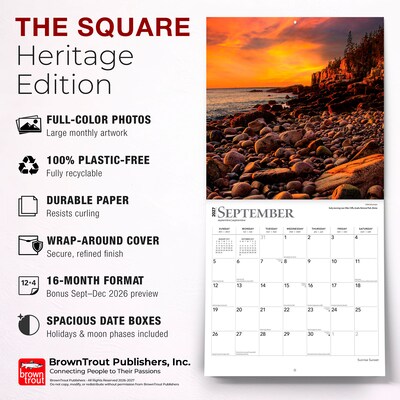 2027 BrownTrout Sunrise Sunset 12" x 12" Monthly Wall Calendar (9798330711598)