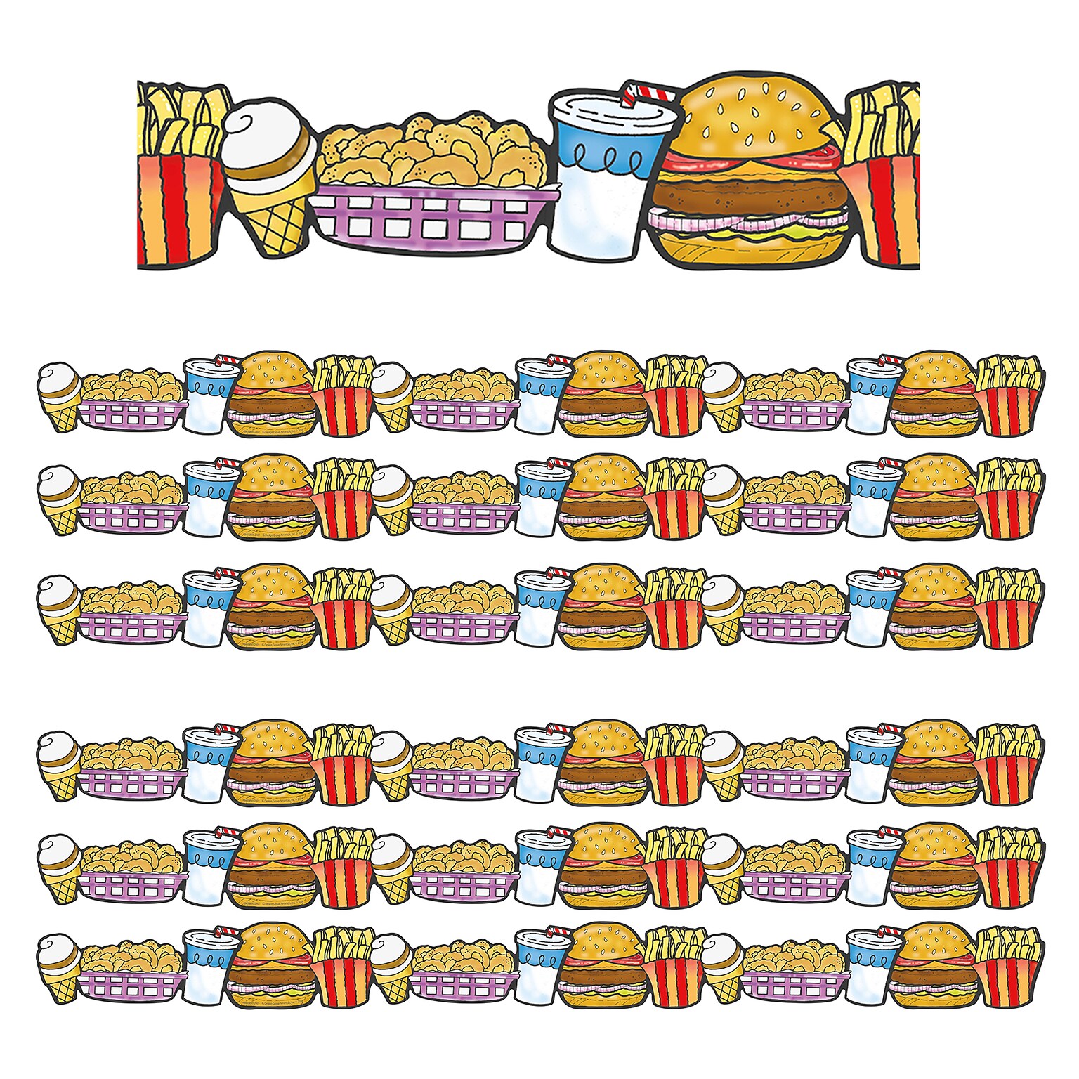 Eureka® Fast Food Deco Trim - Extra Wide, 37 Feet Per Pack, 6 Packs (EU-845689-6)