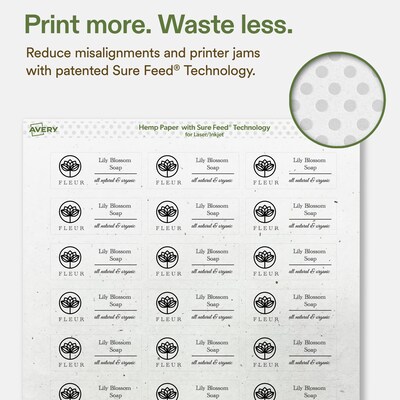 Avery Hemp Rectangle Laser/Inkjet Multipurpose Labels, 1" x 2-1/2", Off-White (1920/Box)