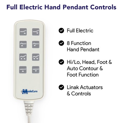 Medacure Ultra Wide Electrical Bariatric Hospital Bed w/ 36" Foam Mattress, 8 Function Hand Pendant, Maple (MC-SLB48XMP)