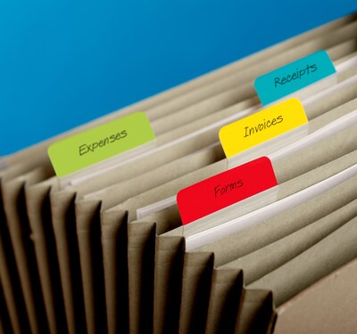 Post-it® Tabs, 2" Wide, Angled, Solid, Assorted Colors, 24 Tabs/Pack (686A-ALYR)