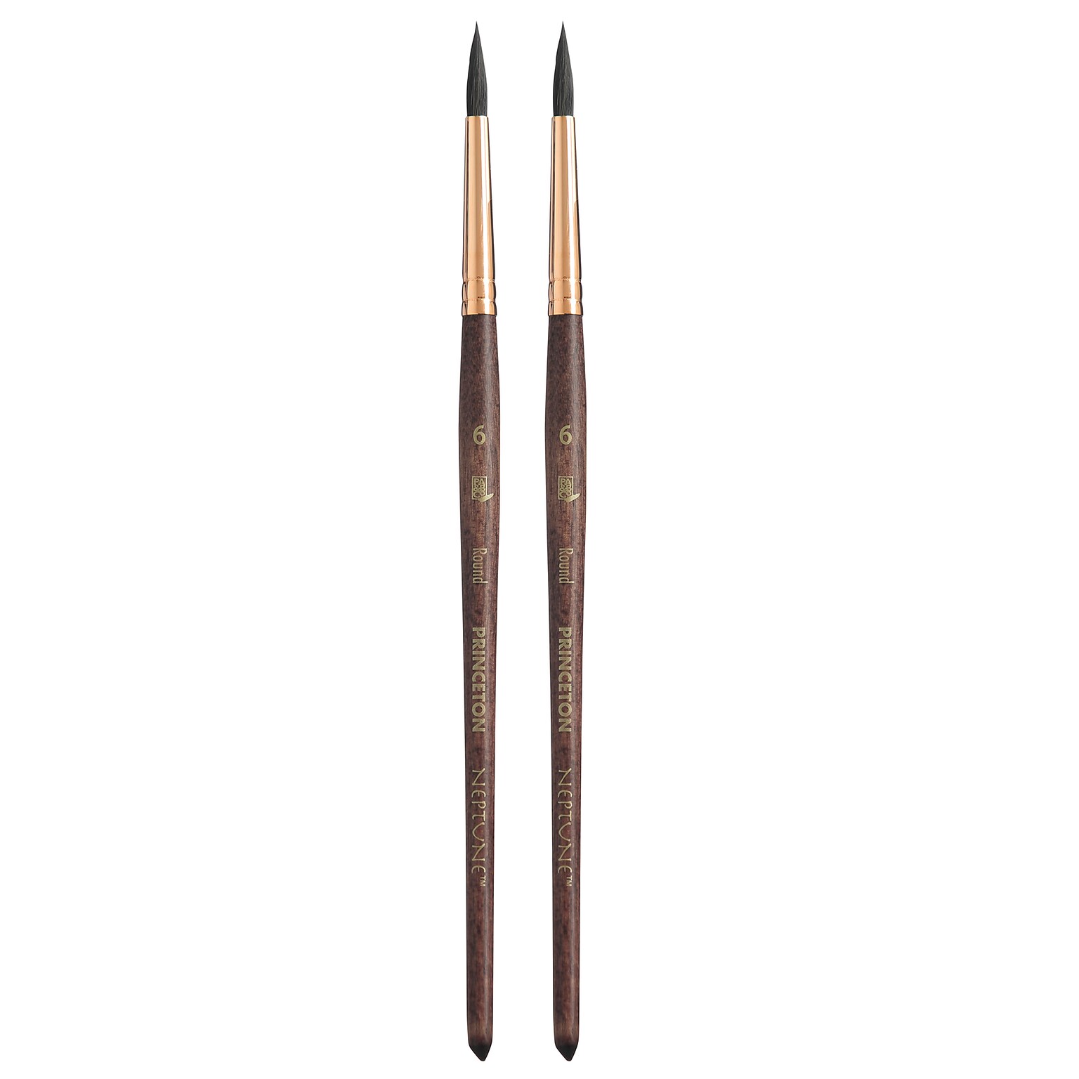 Princeton Neptune Short Handle Watercolor Synthetic Round Brush, 2/Pack (PBXP4750R6-2)