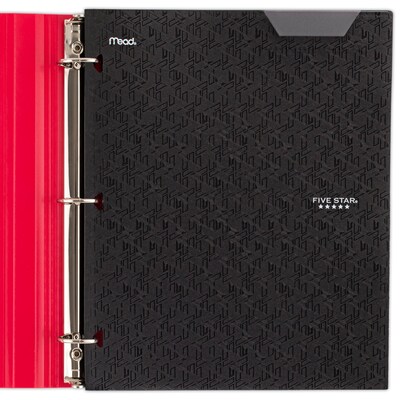 Five Star Stay Put  3-Hole Punched 2 Pocket Plastic Folder, Black (333420G-ECM26)