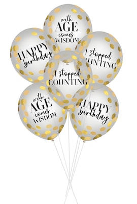 Party City 12 Party of The Ages Latex Balloons, 6/Pack (AM60050030-PC)