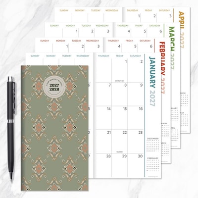2027 TF Publishing Artisan Legacy 3.5" x 6.5"  Monthly Standard Planner, Paperboard Cover, Multicolored (27-7002)