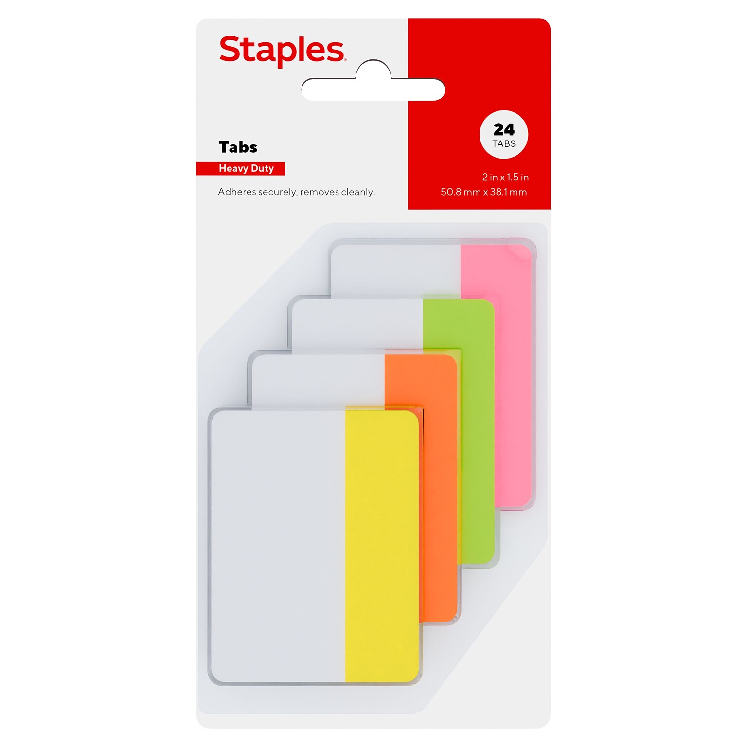 Staples Tabs, 2 Wide, Assorted Colors, 24 Tabs/Pack (ST62898)