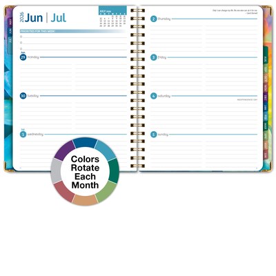 2026-2027 Excello Brands 8.5" x 11" Academic Weekly & Monthly Planner, Paperboard Cover, Rainbow Petals (FSHN-AY26-8511-41)