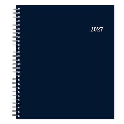 2027 Blue Sky Passages 8 x 10 Calendar Year Monthly Planner, Plastic Cover, Solid Navy (148660-27)