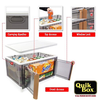 Dbest Quik Box Premium Large Stackable Folding Plastic Storage Bin, 15 x 15x 15, White (01-976)