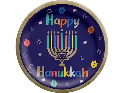 Amscan Hanukkah Joy Round Plate, Multicolor, 20/Set, 3 Sets/Pack (742903)