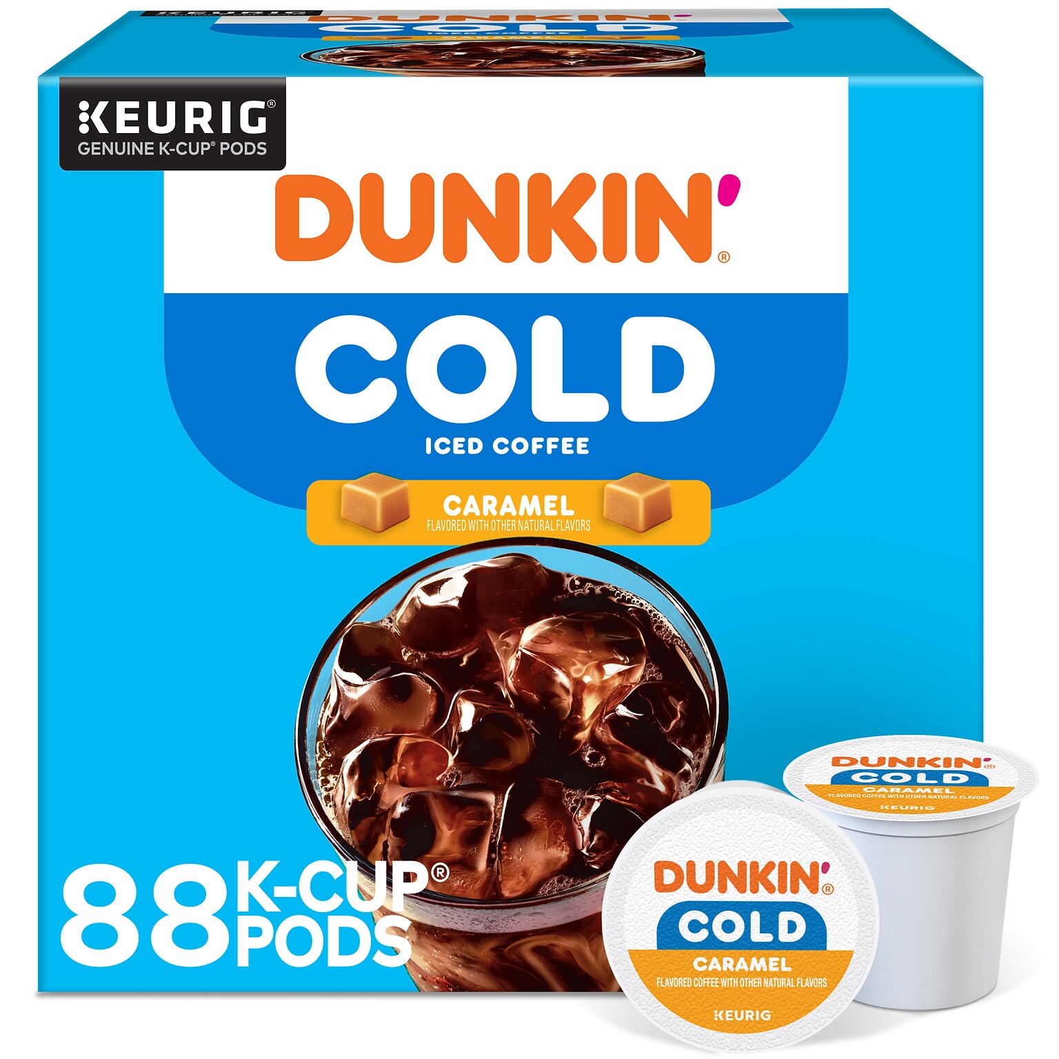 Dunkin Cold Caramel Iced Coffee Keurig® K-Cup® Pods, Medium Dark Roast, 88/Carton (5000375314CT)