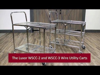 Luxor 3-Shelf Collapsible Wire Multi-Purpose Utility Cart, Chrome (WSCC-3)